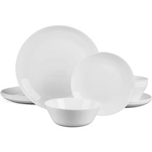 Dinnerware Sets for 4, LaGlint 12 Pieces Opal Glass Plates and Bowls Set, Dishwasher and Microwave Safe Dish Dinning Ware, Chip and Scratch Resistant Dishware White