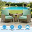 Outdoor Deep Seat & Back Cushion Set (2-Pack), 24 x 24 Inch Water Repellent and Fade Resistant Patio Furniture with Removable Cover for Outside Sofa Couch, Ash Pinstripe Weave