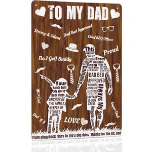 Fathers Day Novelty Gifts,Birthday Gifts for Fathers, Dad Gifts Vintage Print Wall Art Metal Plaque Sign Home Wall Decor, Personalized Fathers Gifts From Daughter or Wife12" x 8"