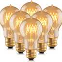 runquiz Warm Incandescent Light Bulbs 60 Watt,A19/A60 Vintage Style Edison Bulbs E26,Soft Yellow Light Bulbs,Amber Bulbs,Retro Light Bulb Old Fashioned,Halogen Dimmable Edison Bulb Squirrel Cage (Amber Glass-2100k)
