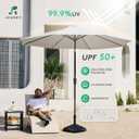JEAREY 10FT Patio Umbrellas Outdoor Table Umbrella with Push Button Tilt and Crank, Market Umbrella 8 Sturdy Ribs UV Protection Waterproof for Pool, Garden (White)