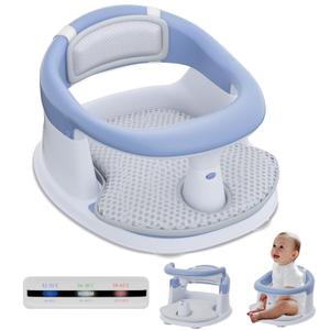 Baby Bath Seat-for Babies 6 Months & up with Temperature Alert+Soft Cushion+Suction,Toddler Bath Seat for Baby, Sitting Up with Baby Bathtub Seat, Blue