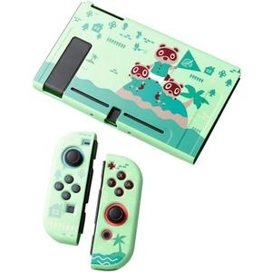 PERFECTSIGHT Protective Case Compatible with Nintendo Switch | Cute Soft TPU Anti-Slip Skin Grip Cover | Hard Shell Dockable Case | Anti-Scratch Shock (Green Island)