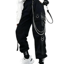 Womens Straight Wide Leg Cargo Pants Elastic Waist Elastic Waist Pants with Chain Jogging Sweatpants Size S