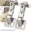 Furniware 1 Pair 170 Degree Frameless Soft Close Cabinet Hinges, Heavy Duty Hidden Hydraulic Lazy Susan Hinges Concealed for Corner Cabinet, Crawlspace Trap Door, Wardrobe(No Cup Grooving)