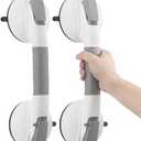 TAILI Grab Bars for Bathtubs and Showers,2 Pack Shower Handles for Elderly Suction,Maximum 330lbs,Shower Grab Bar with Upgraded Rubber Suction Cups,Safety Grip for Senior, No Drilling Removable,Grey