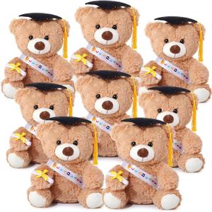 Jenaai 8 Pcs 10 Inch Kindergarten Graduation Bear Bulk Teddy Bear with Cap Sash Diploma, Class of 2026 End of Year Gift for College Senior Elementary Preschool School Classroom Party