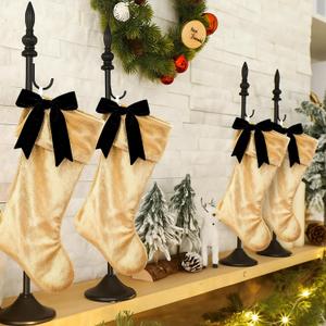 Jetec 4 Set Christmas Stocking Holder for Mantel 17.7 Inch Christmas Stocking Hangers Rack Hooks Fireplace Wreath Stand for Display Vintage Standing for Wreath Hanging Ornament