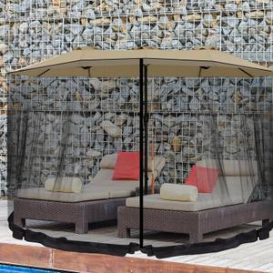 15 FT Mosquito Netting for Patio Umbrella Double Sided Outdoor Patio Umbrella Canopy Netting &10x10 ft Gazebo, Easy Installation, Black Only Mosquito Net