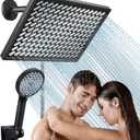Cobbe 11.8 Inch Rain Shower Head with Handheld - Adjustable Dual Shower Heads with 6 Modes Handheld Spray Combo - Wide Rainfall Showerhead with Hose, Bathroom Accessories - Black