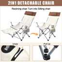 Yuntau 2 Set Reclining Beach Chairs with UPF 50+ Umbrellas, Upgraded Heavy Duty Portable Folding Lounge Camping Chair with Removable Footrest & Headrest for Outdoor Fishing Patio(White)