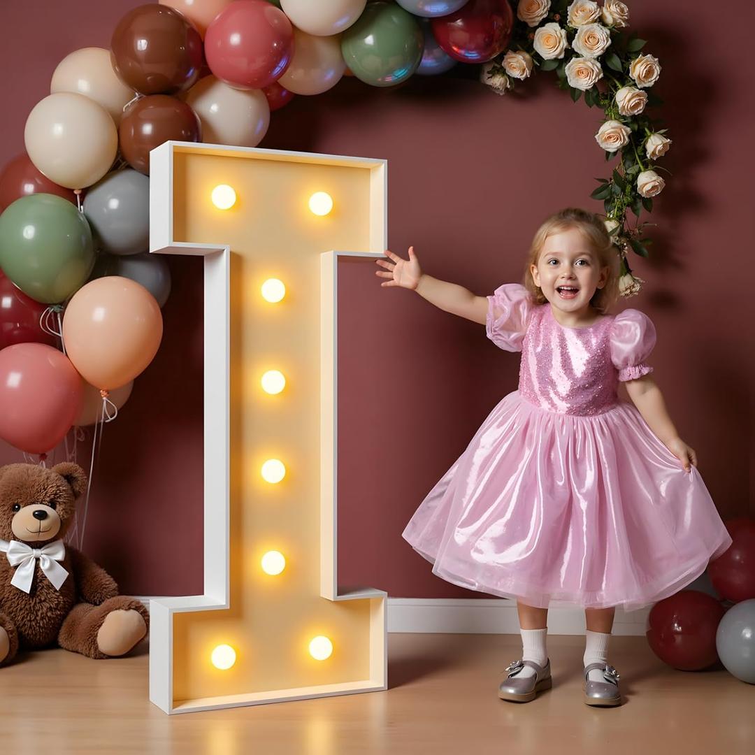 imprsv 3FT Block Marquee Letters Light Up Letters for Birthday Baby Shower Party Backdrop Decor, Large Light Up I for Wedding Decorations Engagement Party Decorations