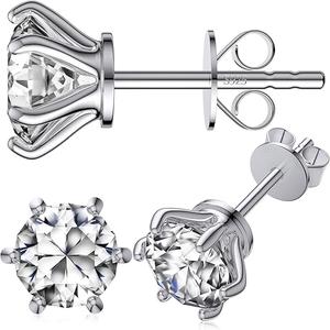 Moissanite Stud Earrings for Women, 18K White Gold Plated S925 Sterling Silver Hypoallergenic Diamond Earring, Lab Grown Diamond Earrings
