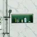 RGB LED Light Shower Niche, Matte Black 30X12 in Stainless Steel Wall Niche with Remote Control, Waterproof No Tile Needed Wall Niche for Bathroom Storage Built-in Installation