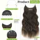 KooKaStyle Invisible Wire Hair Extensions with Transparent Headband Adjustable Size 4 Secure Clips Long Wavy Secret Wire Hairpiece 16 Inch Dark Walnut Brown for Women