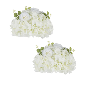 NUPTIO Flower Ball Arrangement Bouquet: 2 Pcs 11.8 inch Diameter White Rose Fake Flowers Balls for Wedding Centerpiece Decorations Artificial Flower Centerpieces for Tables