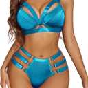 Avidlove Womens Lingerie Set Sexy Underwired Push Up Bra and Panty Set Two Piece Lingerie (Large, Blue)