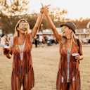 60s 70s Outfits for Women Hippie Costume Clothes Set 70s Costume Tops Women Fringe Hippie Vest for Halloween