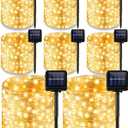 Treela 8 Pack Solar String Lights Outdoor Waterproof Each 240 Led 78ft Solar Fairy Lights Outdoor 8 Mode Led Tree Waterproof Copper Wire Garden Yard(Warm White)