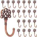 XHIPY 20 PCS Vintage Metal Wall Hooks, Bohemian Decorative Hook with Screws, Wall Hooks for Hanging Towel/Coat (Red Copper)
