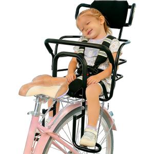 Rear Kids Bike Seat, Heavy Duty Back Mount Kid's Bike Seat for Aged 18 Month - 8 Years Old, Child Carrier Bike Chair for Bicycle Kids Seat, Foam Seat Belt with Reflective Strip