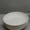 DOWAN 9.75" Pasta Bowls Set of 4, Large Shallow White Ceramic Salad Bowls, 50oz Wide Dinner Bowls for Pasta, Soup, Salad & Stew, Microwave & Dishwasher Safe, Housewarming Gift(Soft White)