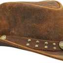 SideWinder Australian Cowboy Leather hat Unisex Adult for Men and Women Shapeable Outback Western Style Wide Brim (Small, Brown)