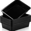 Hoteam 10 Pcs Flat Storage Organizer Tray Bin Letter Size Paper Tray for Classroom Plastic Stackable File Organizer for School Office Teacher Book Organization Black, 13.78 x 9.84 x 3.15 Inch