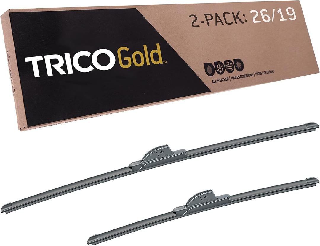 TRICO Gold (18-2619) 26 & 19 Inch Automotive Replacement Windshield Wiper Blades Super Premium All Weather Beam Blade for Select Vehicle Models, 2 count (Pack of 1)