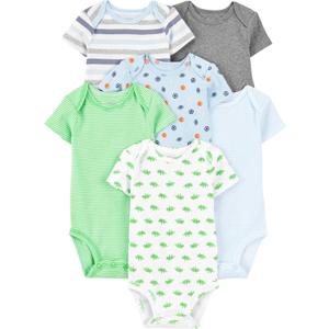 Simple Joys Baby Boy's 6-pack short sleeve original bodysuits Shirt, Blue/ Grey, 18 Months