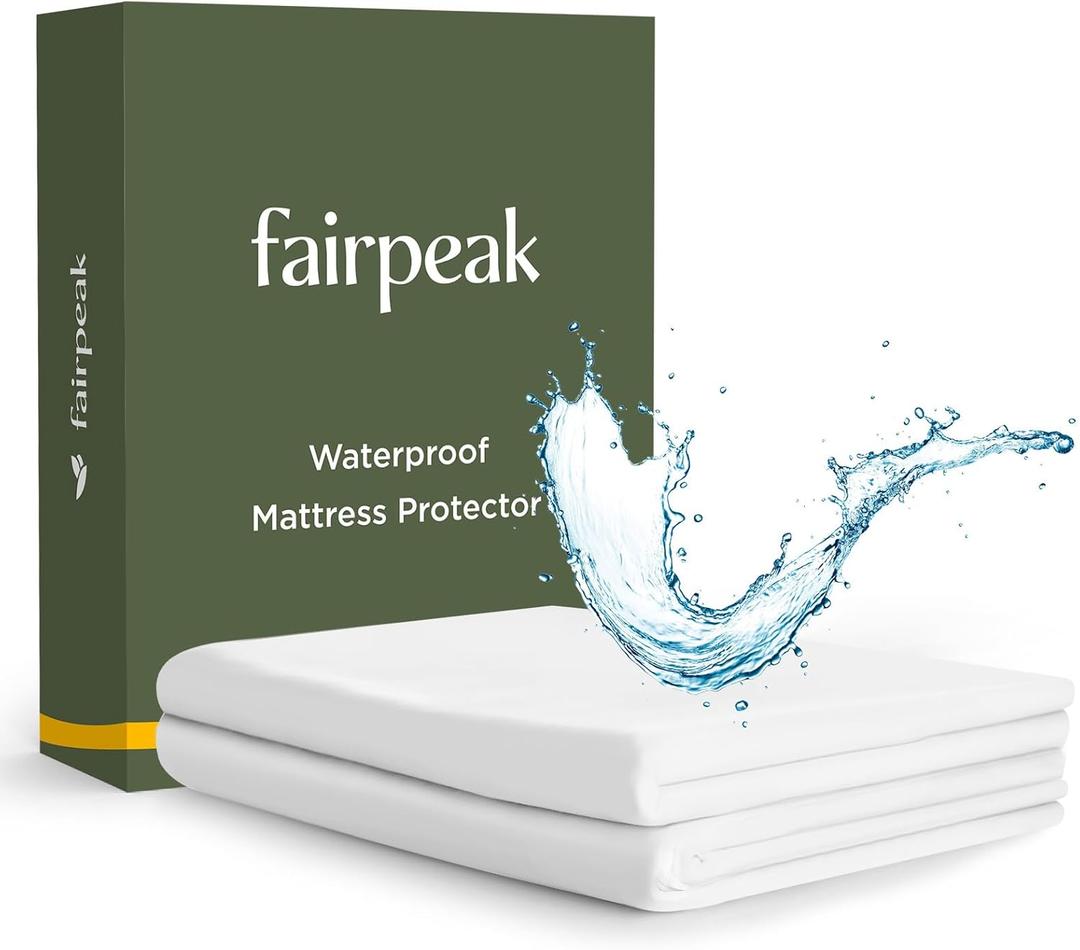 Waterproof Mattress Protector, Soft Breathable Noiseless Mattress Cover, Premium Fitted Sheet Style Against Spill, Deep Pocket Fitting Up to 15", White, Full Size