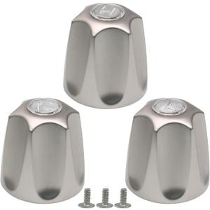 Biaungdo Brushed Nickel Shower Knob Replacement Set of 3, Bathtub Faucet Handles Include Hot and Cold/Diverter Shower Knob for Remodeling Trim