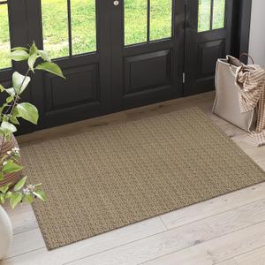 Collive 3x5 Entryway Rugs Indoor, Washable Bedroom Area Rug Non Slip Braided Cotton Kitchen Rugs, Black/Natural Farmhouse Throw Carpet Boho Floor Mat for Laundry Room Nursery House