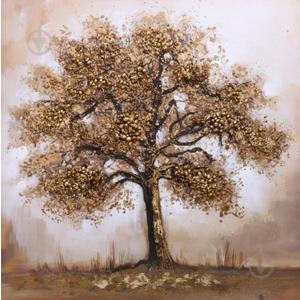 Large Framed Tree in Garden Oil Painting Poster Vintage Courtyard Canvas Wall Artwork Print Classic Cottage Decor for Bedroom Living Room 24x36inch