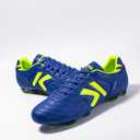 KELME Soccer Cleats Men Pro Calfskin Leather Soccer Shoes Outdoor Firm Multi Ground Football Sneaker Unisex Adult (Blue)