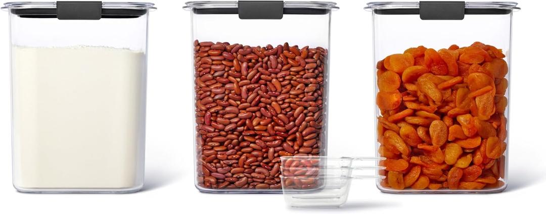 Rubbermaid Brilliance BPA-Free Food Storage Containers with Lids Airtight Kitchen and Pantry Organization Set Includes 3 Containers and Scoops Clear, Size: 16 Cup (6-Piece)