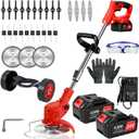 Weed Wacker Cordless,24v Electric Weed Eater Battery Powered,3 in 1 Lightweight Weed Eater with Blade & 2 4.0 Ah Batteries & Charger,Grass Trimmer for Women,Lawn Care,Garden,Yard, 3.28 lbs