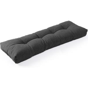 SUNROX LokGrip Non Slip Tufted Memory Foam Bench Cushion, FadeShield Water Resistant Durable Thicken Outdoor/Indoor Bench Seat Pads 59x16x4 inch, Midnight