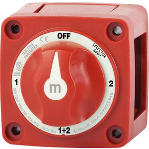 Blue Sea Systems 4Position Mini Selector Battery Switch, Red, 6007 mSeries