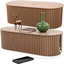 2 Pcs Large Cable Management Box, Plastic Cord Organizer for Power Strips, Surge Protectors, Chargers, Adapters, TV Computer Wires Hider for Home Office Desk, Khaki