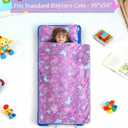 Toddler Nap Mat for Preschool 50''x30'' Sleeping Mat with Removable Pillow and Minky Blanket for Kids Ages 3-7 Roll Up Soft Sleeping Bag for Boys Girls Kindergarten Daycare Sleepover