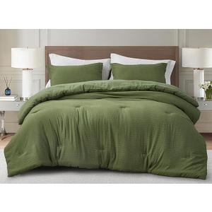 Modavari Home Fashions Luxe Jacquard comforter set Full/Queen 3 piece,1. full/queen Comforter,2 standard Pillow Shams,Green,92 in×96 in