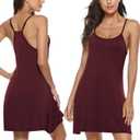 Women Cotton Short Nightgowns Short Sleeveless Nightshirt Racerback Sexy Sleep Dress Soft Slip Dress (Small, Wine Red)