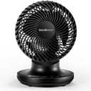 OmniBreeze 6 Inch Black Table Fan for Bedroom, Desk Air Circulator Fan with Remote, 85 Vertical+60 Automatic Oscillating Fan, 5 Speeds, 7H Timer, LED Display