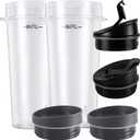 2-Pack Blender Replacement Parts Single Serve 16oz cups with Sip & Seal Lids Compatible with Ninja Blenders