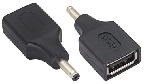 AAOTOKK 2 Pack USB to DC 3.51.35mm Power Adapter - 5V Female to Male Jack Barrel Plug Charger Cord Connector for USB Charging Device (F/3.51.35)