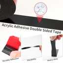 Strong Double Sided Tape Heavy Duty - 6 Pack 1 x 15 Flexible Double Sided Foam Tape for Automotive Use with Durable Adhesion, Applicable for Ceramic Tiles, Marble, Wood, Glass, Plastics, Metal