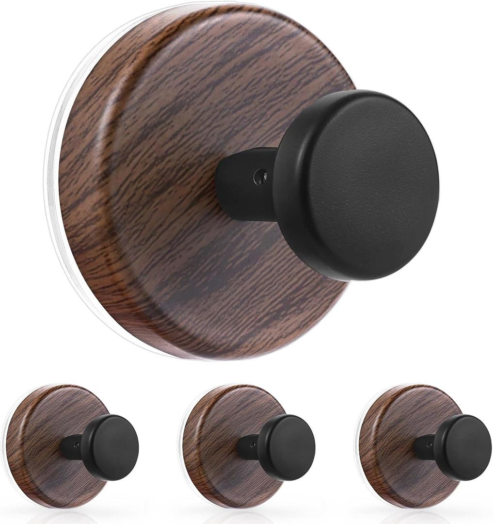 OUTXE Wreath Hanger for Front Door, Heavy Duty Suction Cup Reef Hook for Glass Window/Over Door/Outdoor, Christmas/Thanksgiving/Halloween/July 4th/Easter/Valentine/Fall/Summer/Spring (Walnut, 4-Pack)