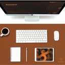 K KNODEL Small Office Leather Desk Mat, Mouse and Keyboard Pad, Computer and Laptop Mat, Desktop Protector and Cover, Writing Pad and Blotter (23.6"x13.8", Brown)