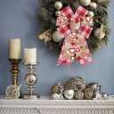 2 Pieces Valentines Bows for Wreath, Valentine's Day Wreath Bows Natural Burlap Bows Heart Craft Bows Ornaments Farmhouse Tree Bows for Front Door Wedding Valentines Decorations